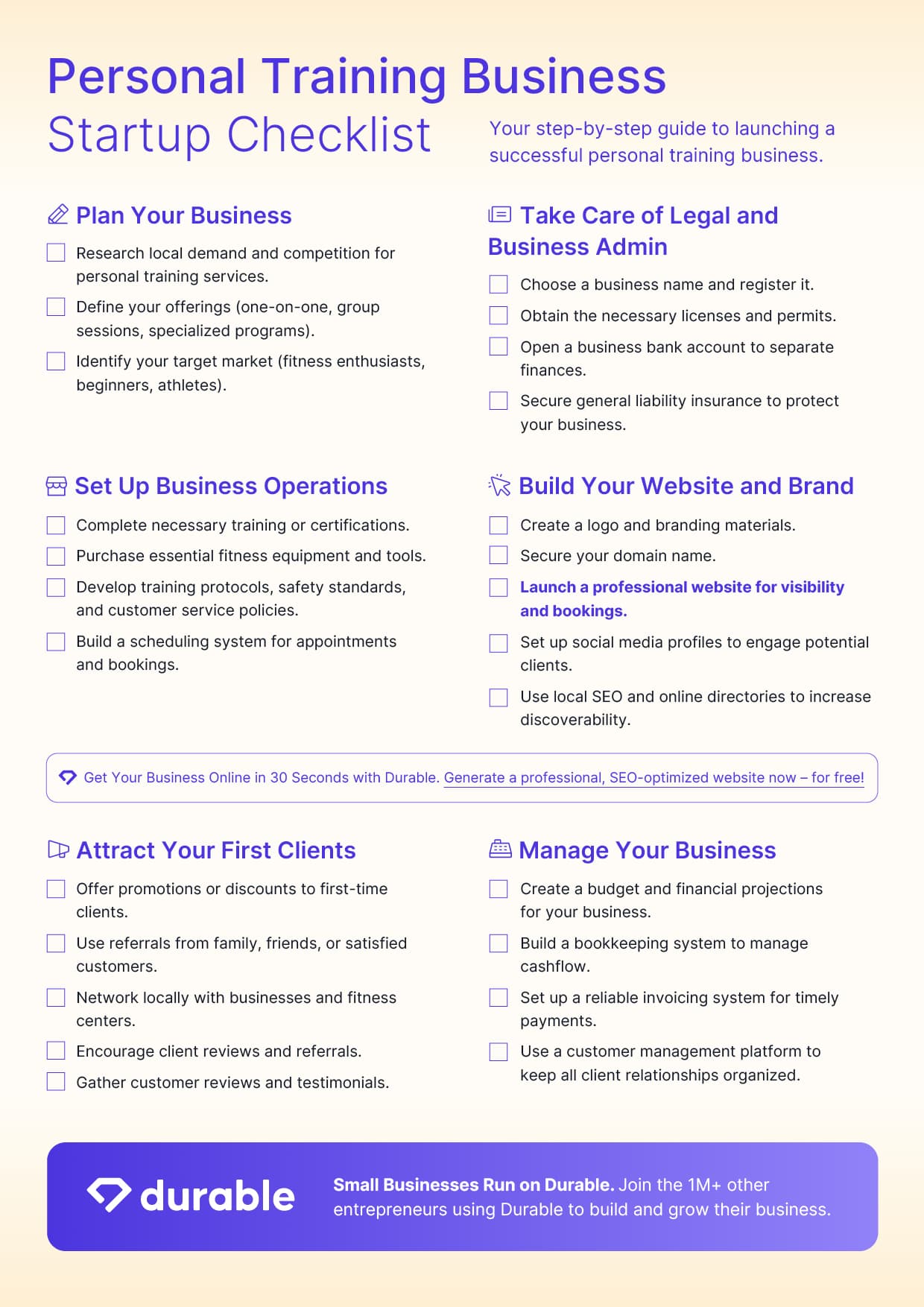 Starting a Personal Training Business Checklist